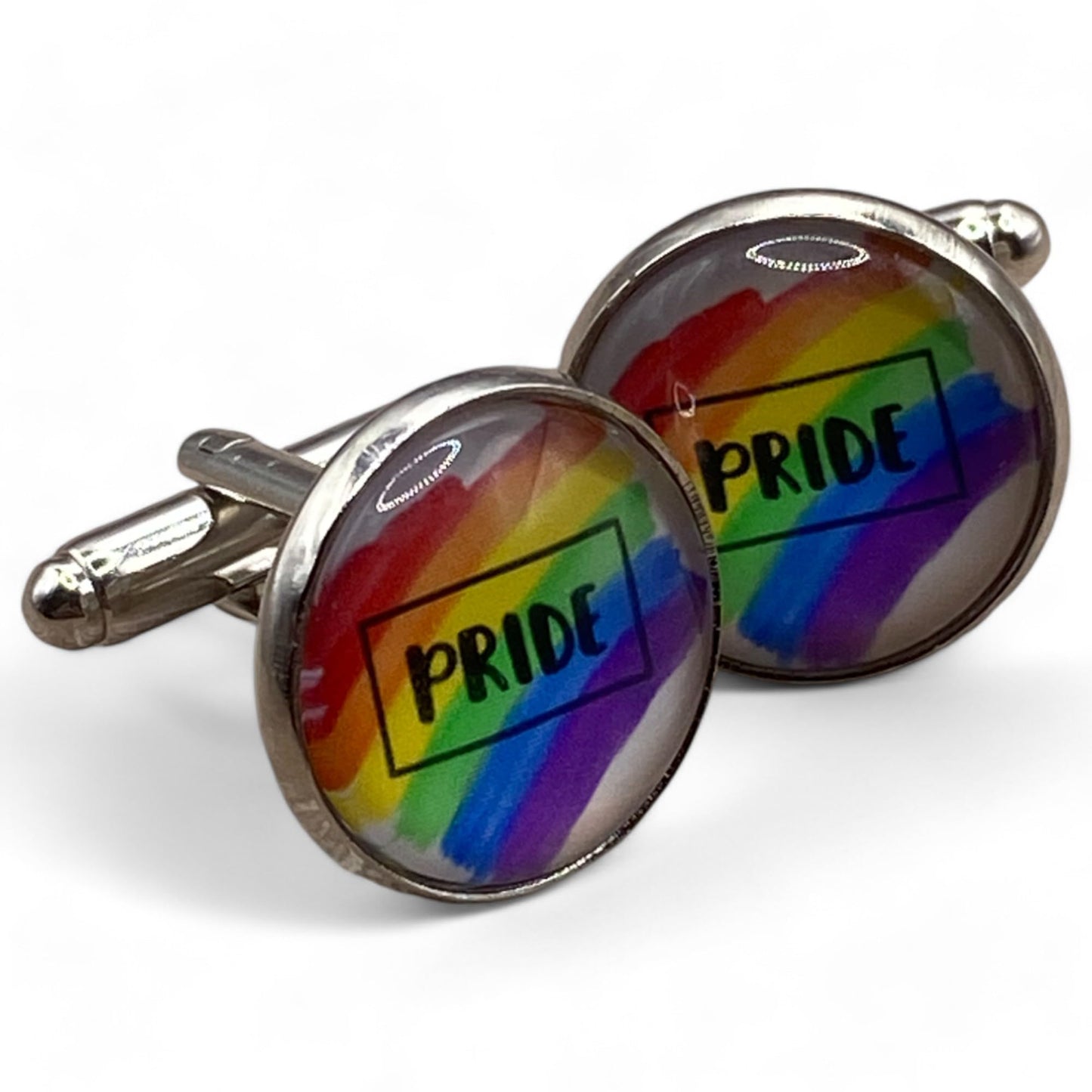 James Turley Jewellery LGBTQ + Pride Sleeve Cufflinks 1 Pair Stainless Steel Wedding Gift