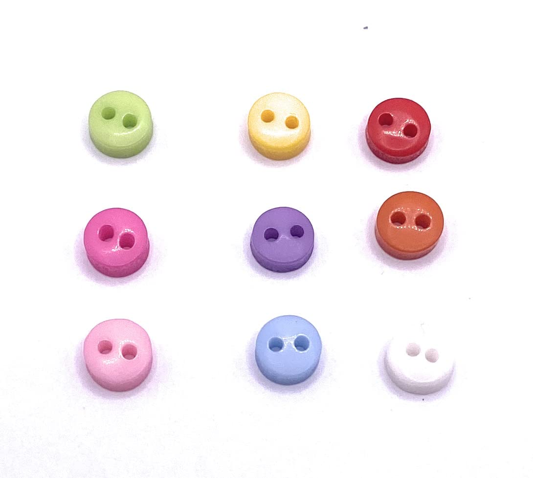 KnitForLess 100Pcs 6mm Tiny Smartie Round Buttons Sewing 2 Hole Crafts Scrapbook Card Art