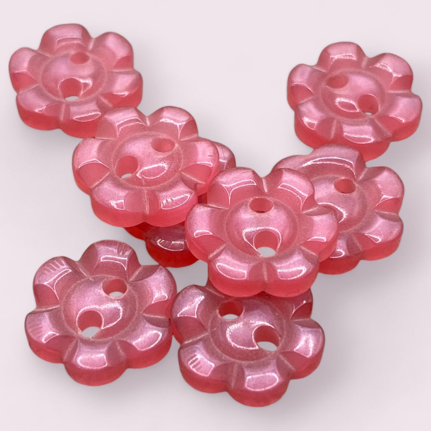 KnitForLess Baby Pink Flower Resin Buttons 11.5mm 2 Hole Cardigan Knitting Sewing
