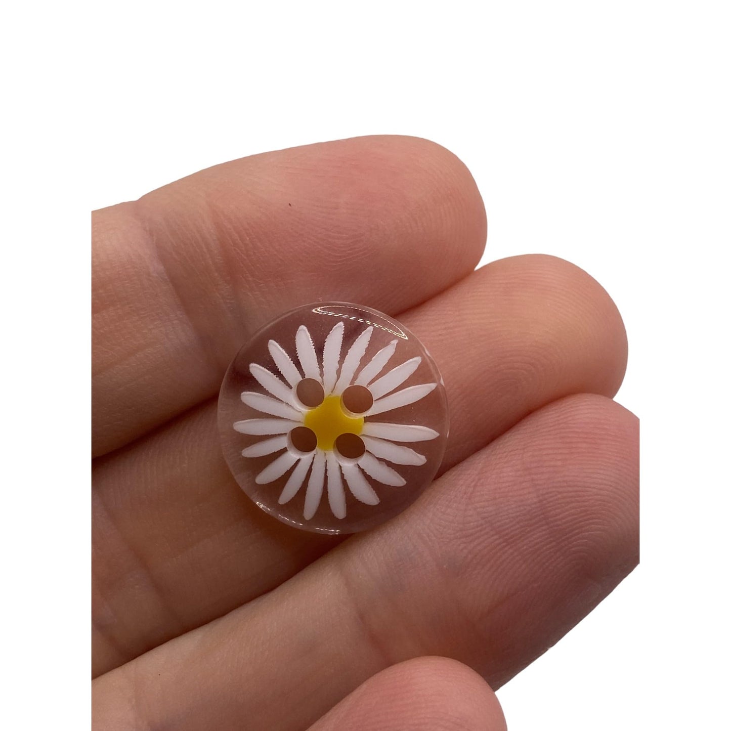 KnitForLess Clear Resin Daisy Flower Shaped Buttons 18mm 4 Hole for Sewing Knitting Jewellery Making Craft Projects