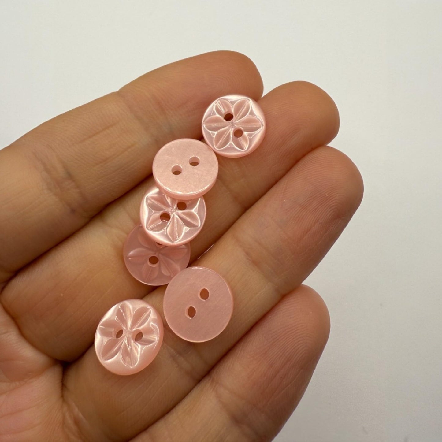 KnitForLess 11mm Baby Pink Star Flower Buttons 12 Pack Polyester Sewing & Craft