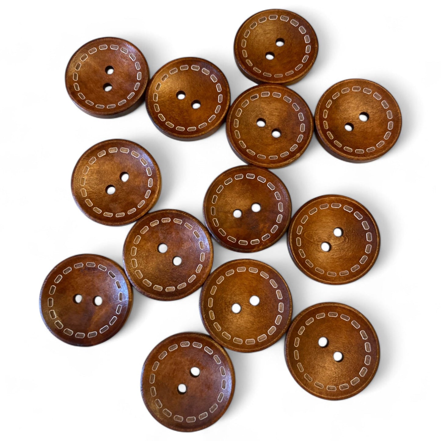 KnitForless 25mm Large Brown Wooden Buttons with Stitch Mark 2 Hole Sewing Knitting 20