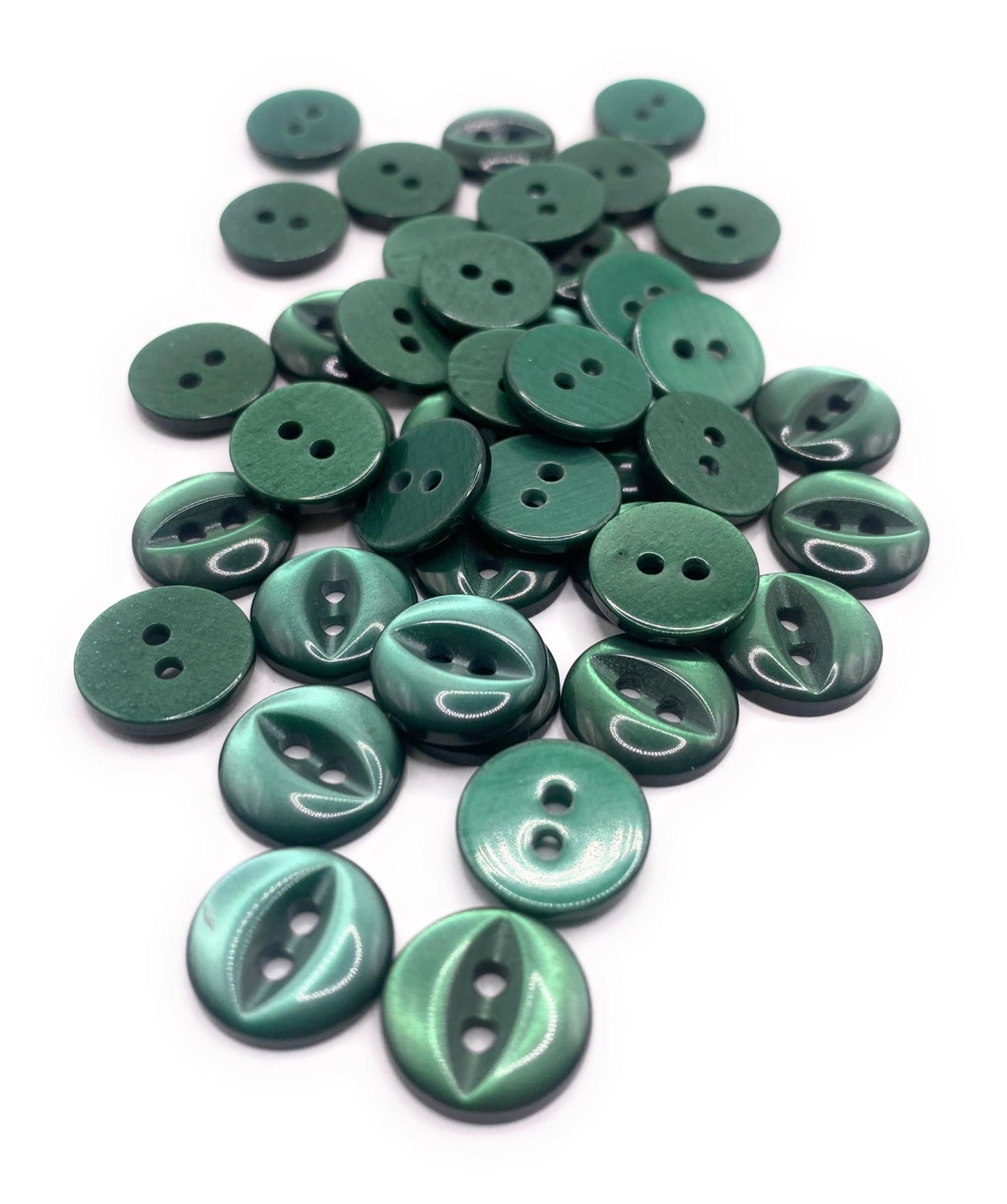 Fisheye Buttons 3 Sizes 2 Hole Baby Knitting Pack of 10 (35 Dark Green 16.5mm)