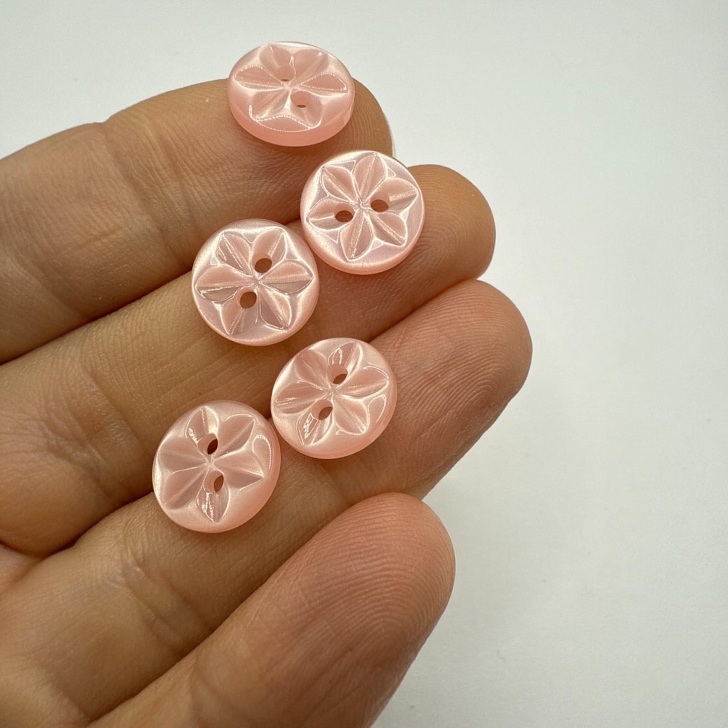 KnitForLess 11mm Baby Pink Star Flower Buttons 12 Pack Polyester Sewing & Craft