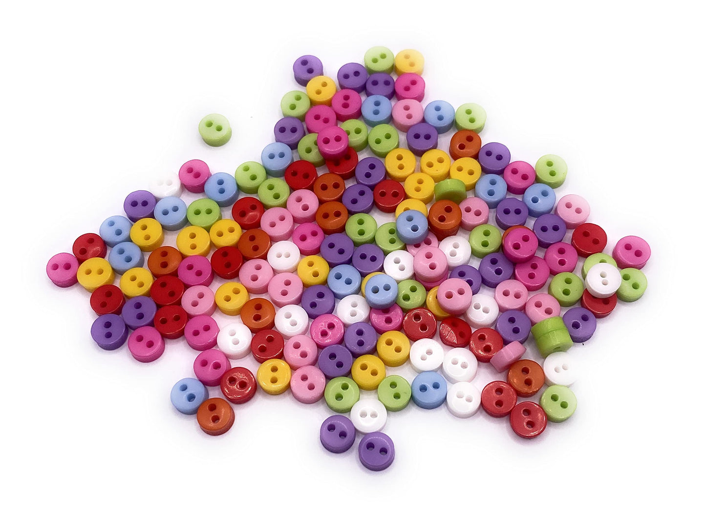 KnitForLess 100Pcs 6mm Tiny Smartie Round Buttons Sewing 2 Hole Crafts Scrapbook Card Art