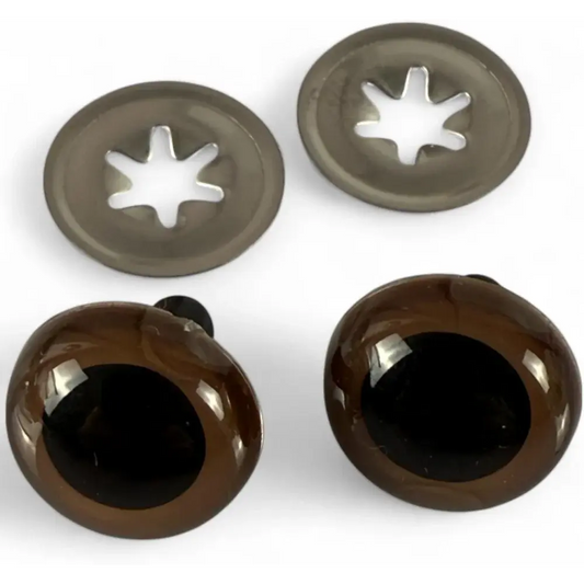 Brown safety eyes with washers.