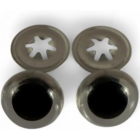 Metal eyelets with washers.