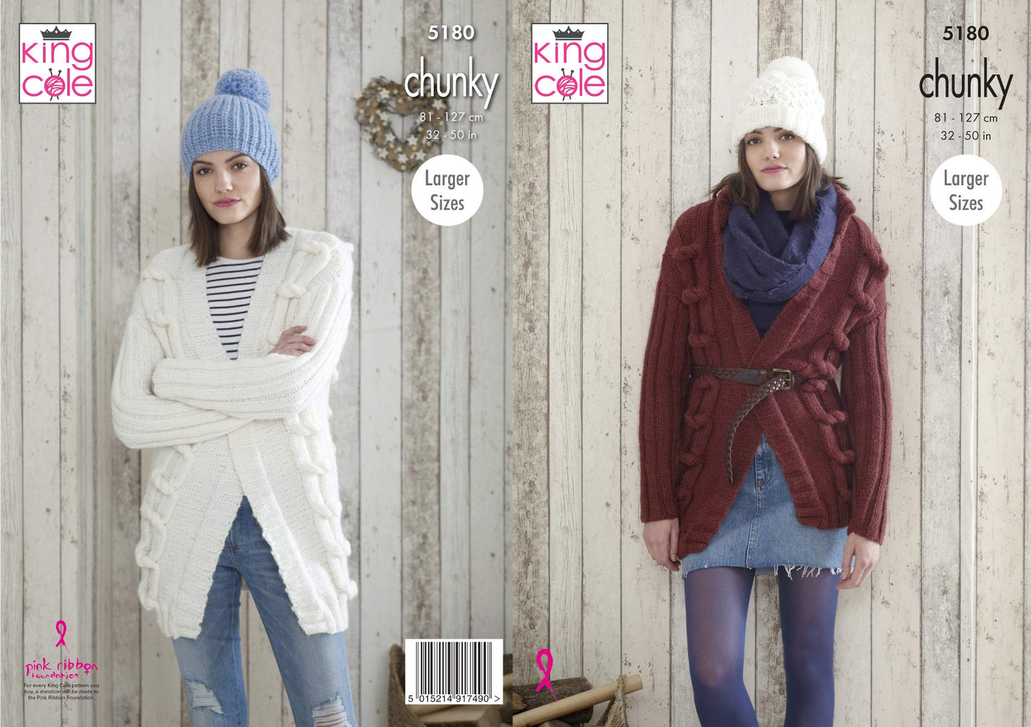 King Cole 5180 Knitting Pattern Womens Jackets and Hats in Timeless Chunky