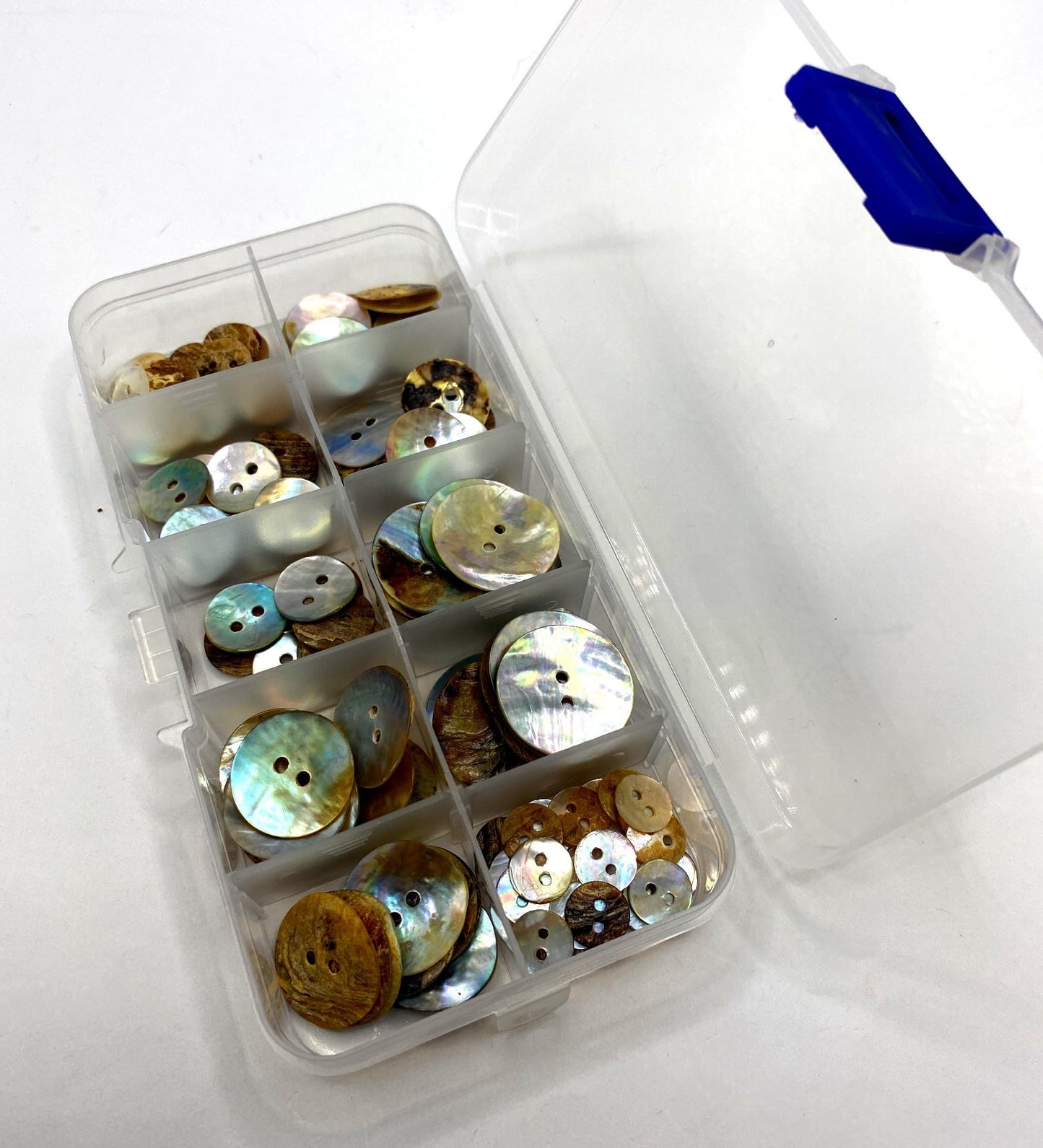 KnitForLess 120Pcs Box Set Mother of Pearl Shell Buttons 2 Hole Knitting Crafts Scrapbook