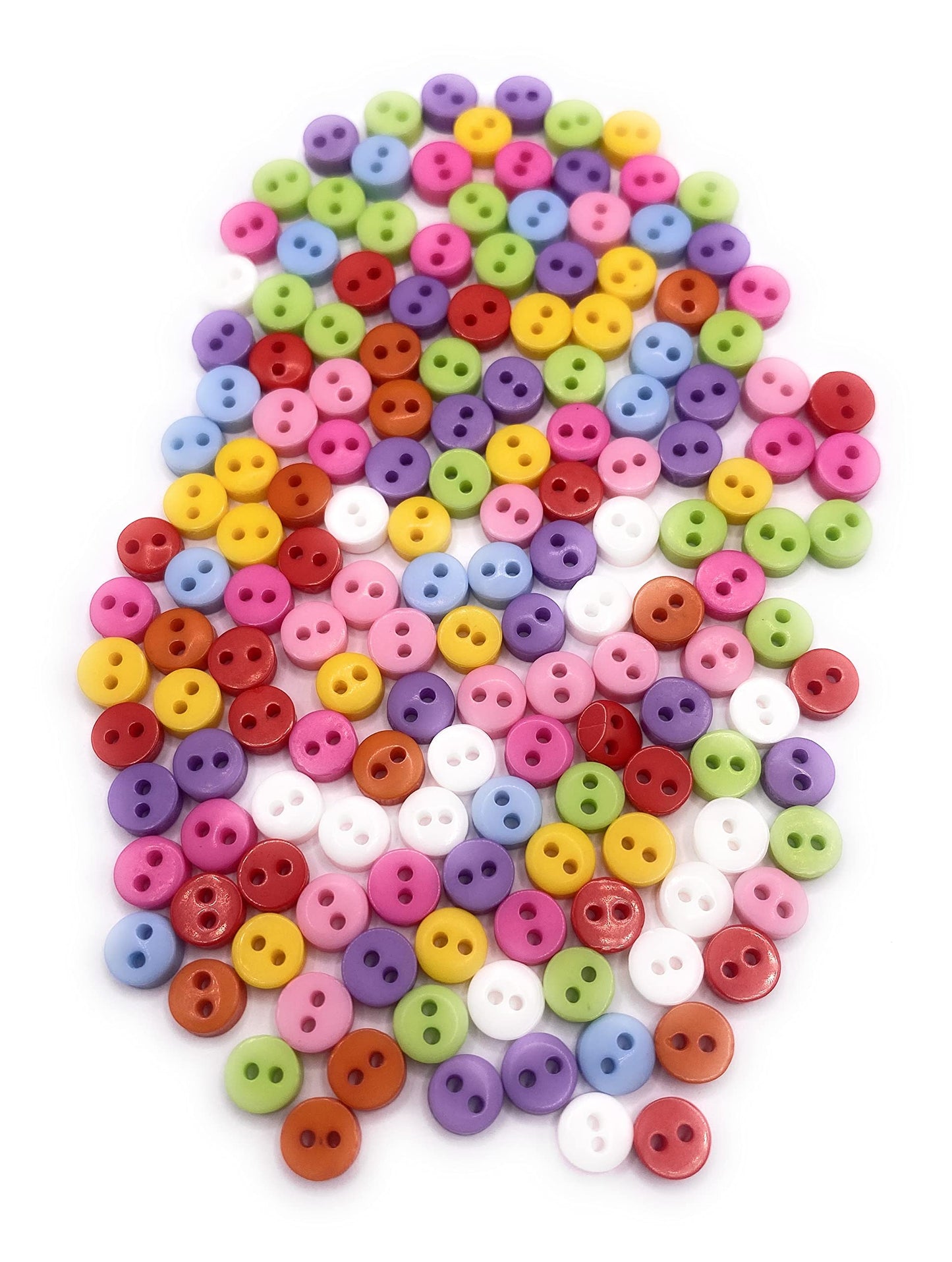 KnitForLess 100Pcs 6mm Tiny Smartie Round Buttons Sewing 2 Hole Crafts Scrapbook Card Art