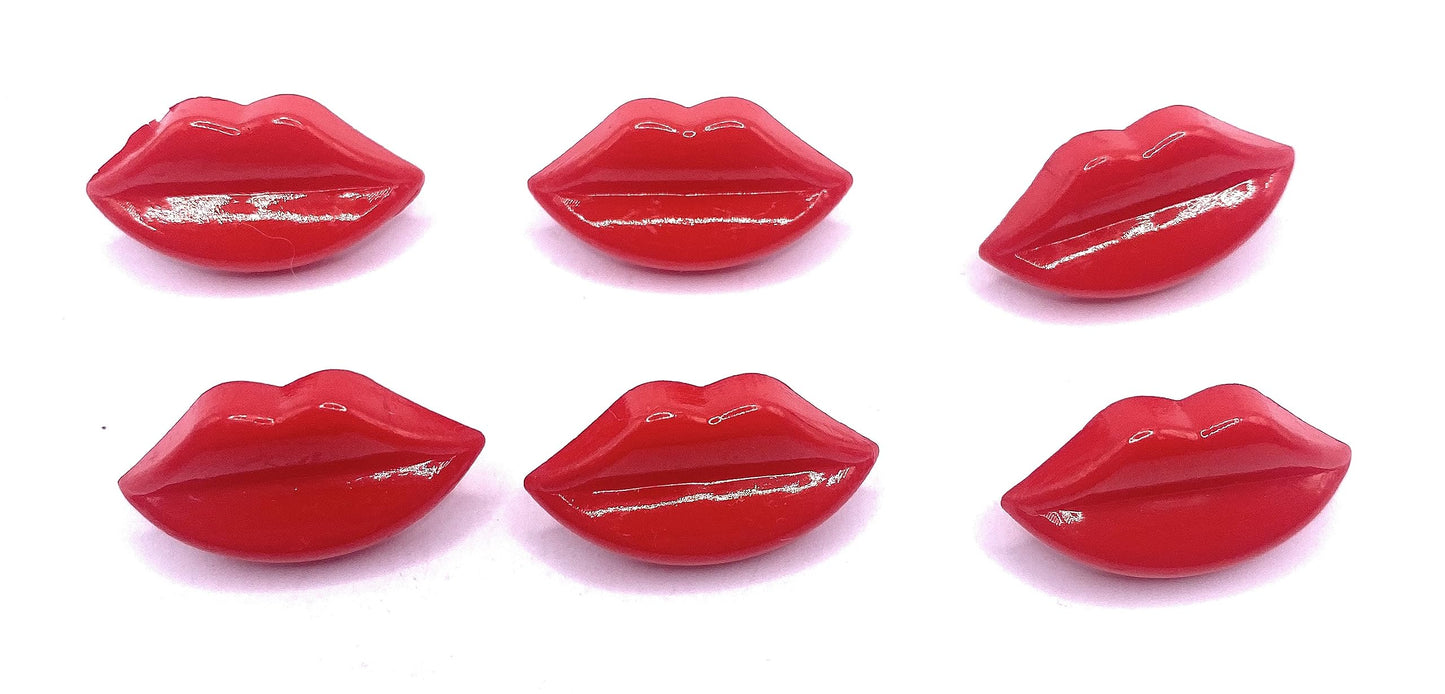 KnitForLess 13mmx25mm Red Lip Shape Shank Acrylic Buttons Embellishments Scrapbooking Crafts Arts