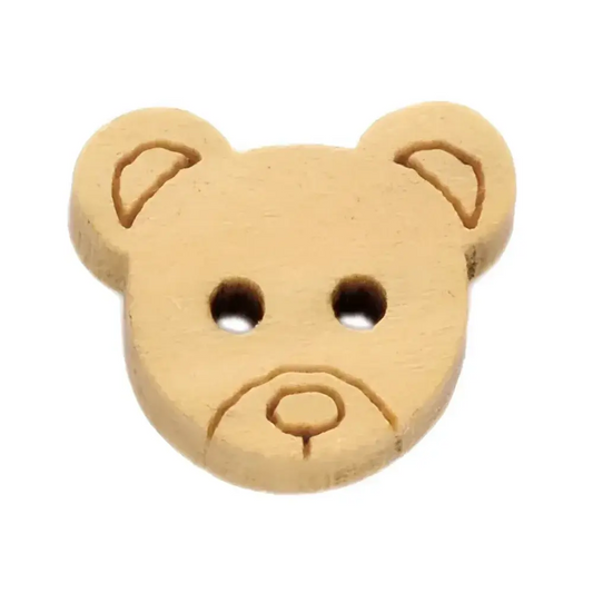Wooden teddy bear button.
