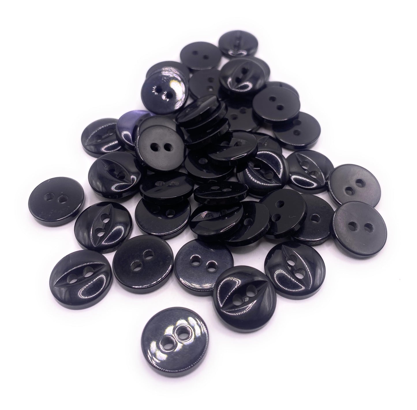 Fisheye Buttons 3 Sizes 2 Hole Baby Knitting Pack of 10 (10 Black 16.5mm)