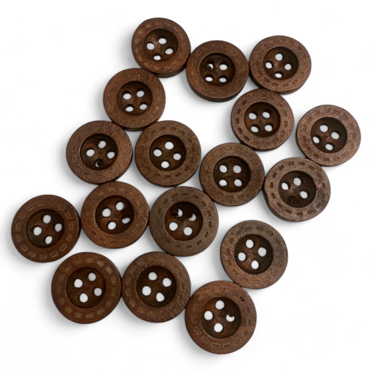 KnitForLess 15mm Brown Wooden Sewing Buttons 4 Hole Round Set of Cardigan 10