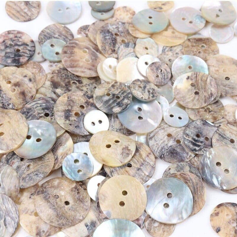 KnitForLess 20Pcs Mother of Pearl Shell Buttons 2 Hole Knitting Crafts Scrapbook 10/12/15/18/20mm