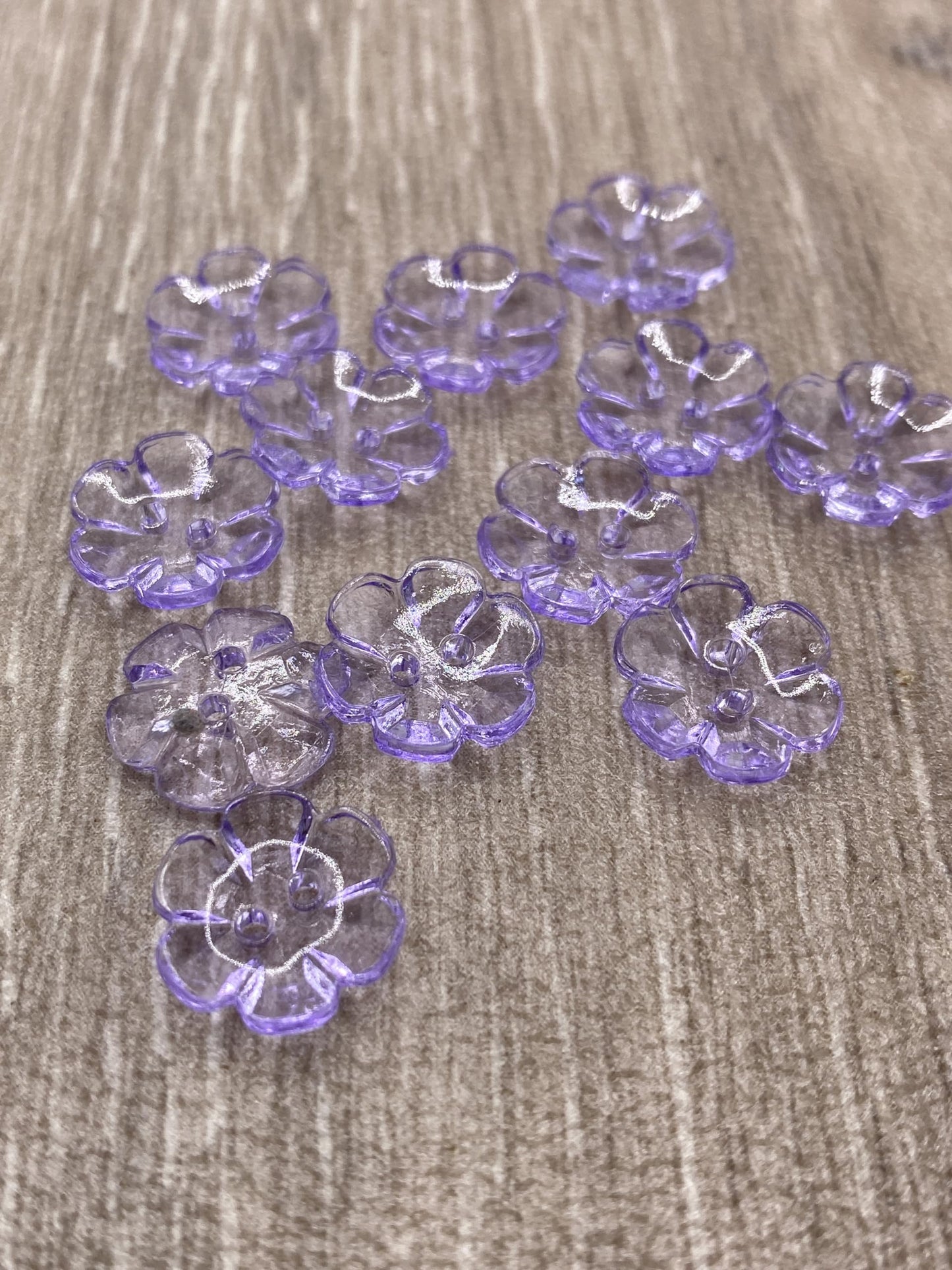 KnitForLess 13mm Buttons 7 Colours Clear Rose Flower Baby Cardigans Knitting Crafts Pack of 10 Purple