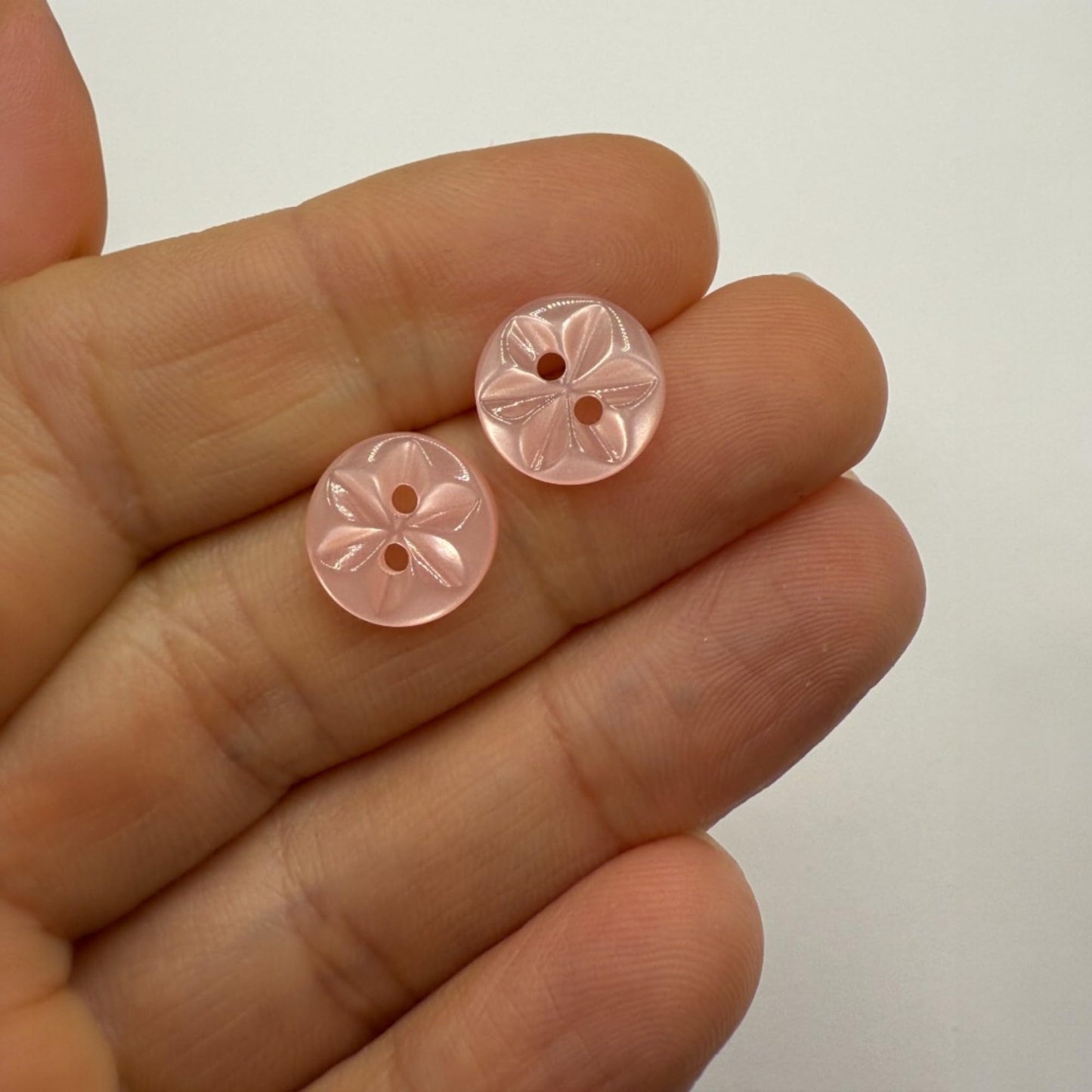 KnitForLess 11mm Baby Pink Star Flower Buttons 12 Pack Polyester Sewing & Craft