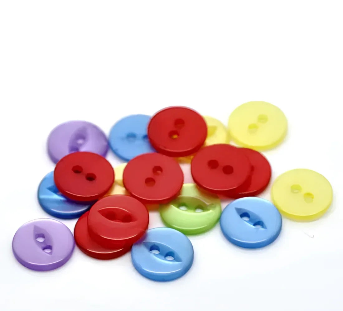 KnitForLess 100 Pack Fish Eye Buttons 11mm Mixed 5 Colours Resin Assortment Baby Knitting Cadigan