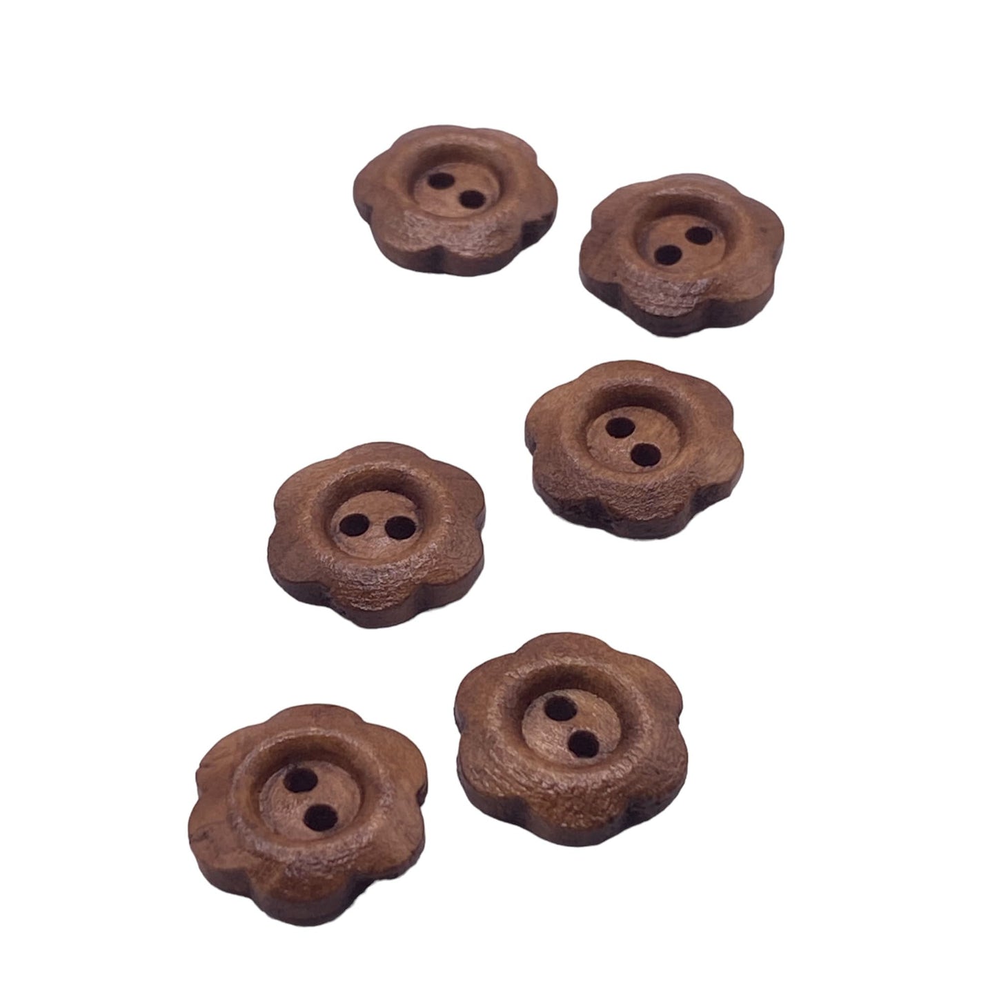 KnitForLess 10Pcs 14mm Wooden Flower Buttons for Embroidery Sewing Knitting 2 Hole Childrens Cardigans