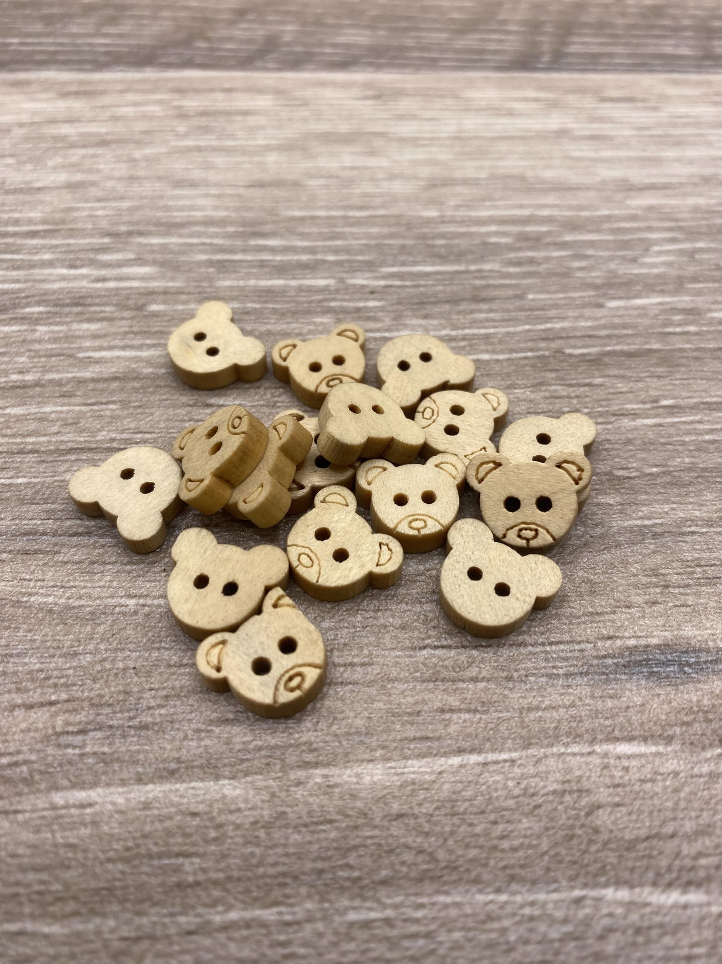 KnitForLess 25Pcs 13mm Natural Wooden Teddy Bear Buttons Light Brown 2 Holes Small Sewing Craft Knitting