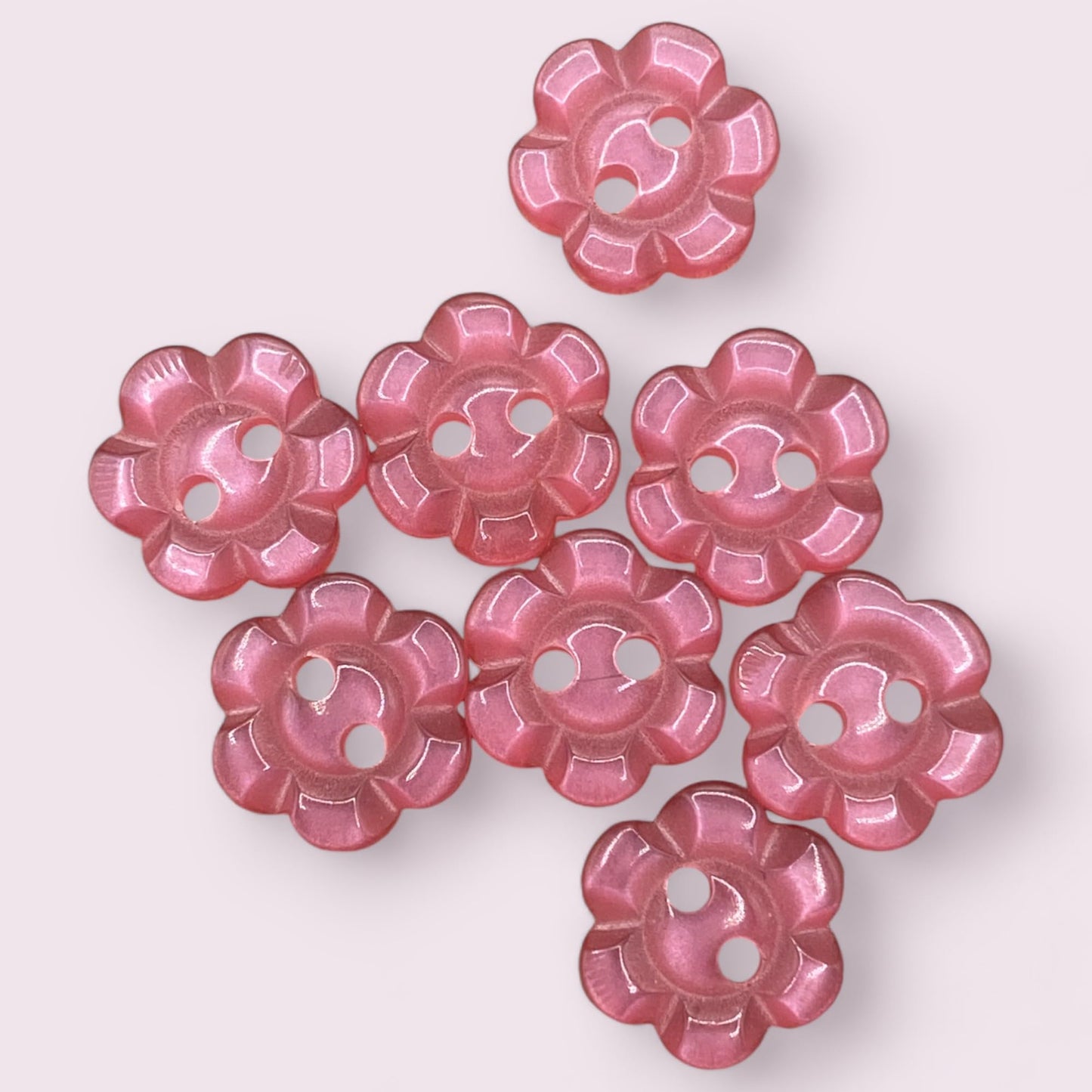 KnitForLess Baby Pink Flower Resin Buttons 11.5mm 2 Hole Cardigan Knitting Sewing