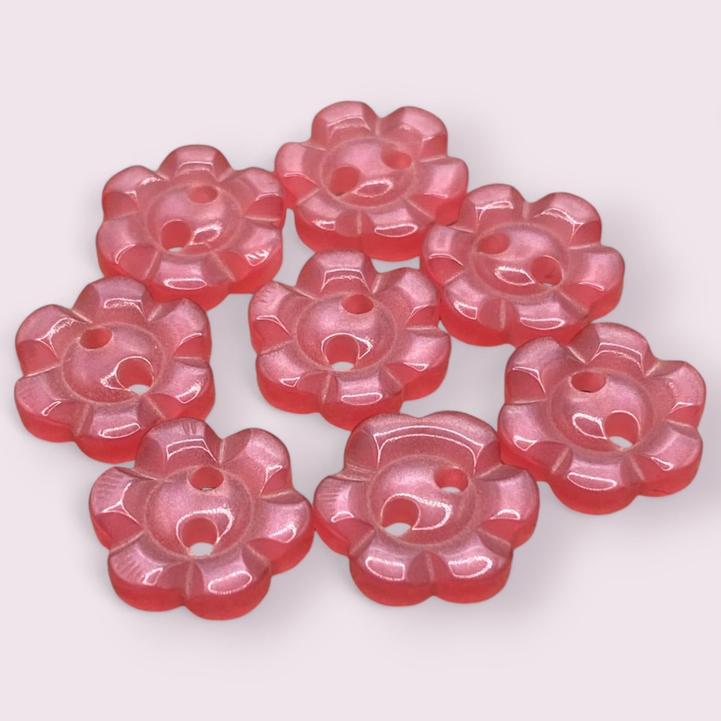 KnitForLess Baby Pink Flower Resin Buttons 11.5mm 2 Hole Cardigan Knitting Sewing