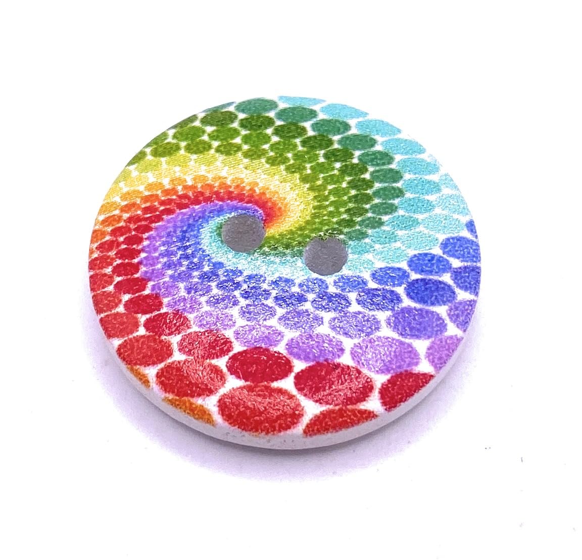 KnitForLess 20mm Wooden Buttons Rainbow Swirl Pattern LGBT 2 Hole Sewing Knitting