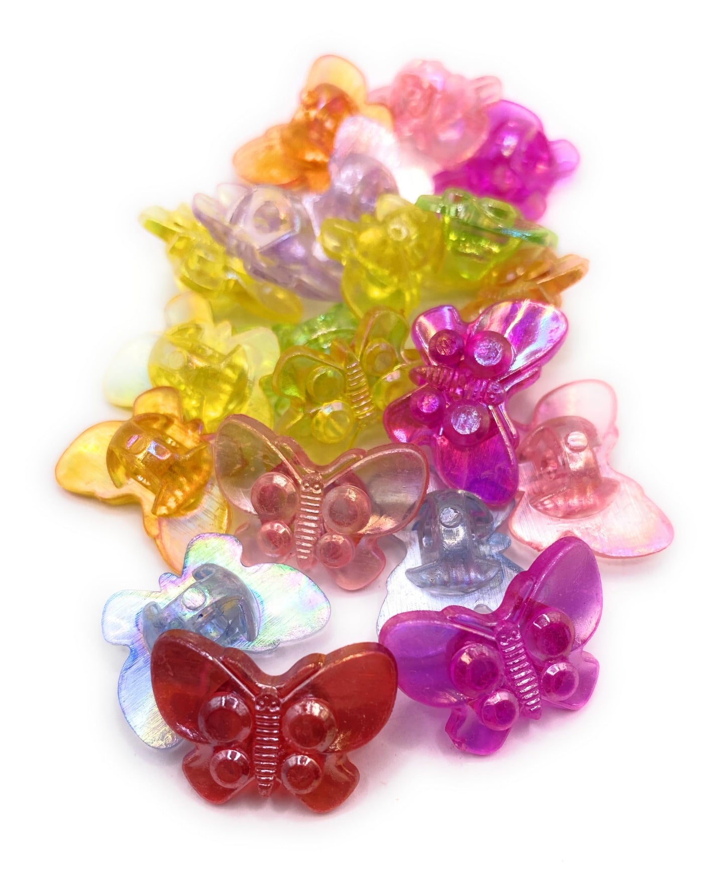 KnitForLess Transparent Colour Acrylic Butterfly Sewing Shank Buttons 21mm x 15mm Mixed Colours Knitting Cardigans 50