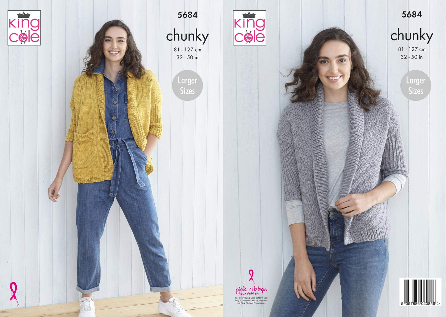 King Cole 5684 Knitting Pattern Womens Cardigans in Subtle Drifter Chunky Multicolor