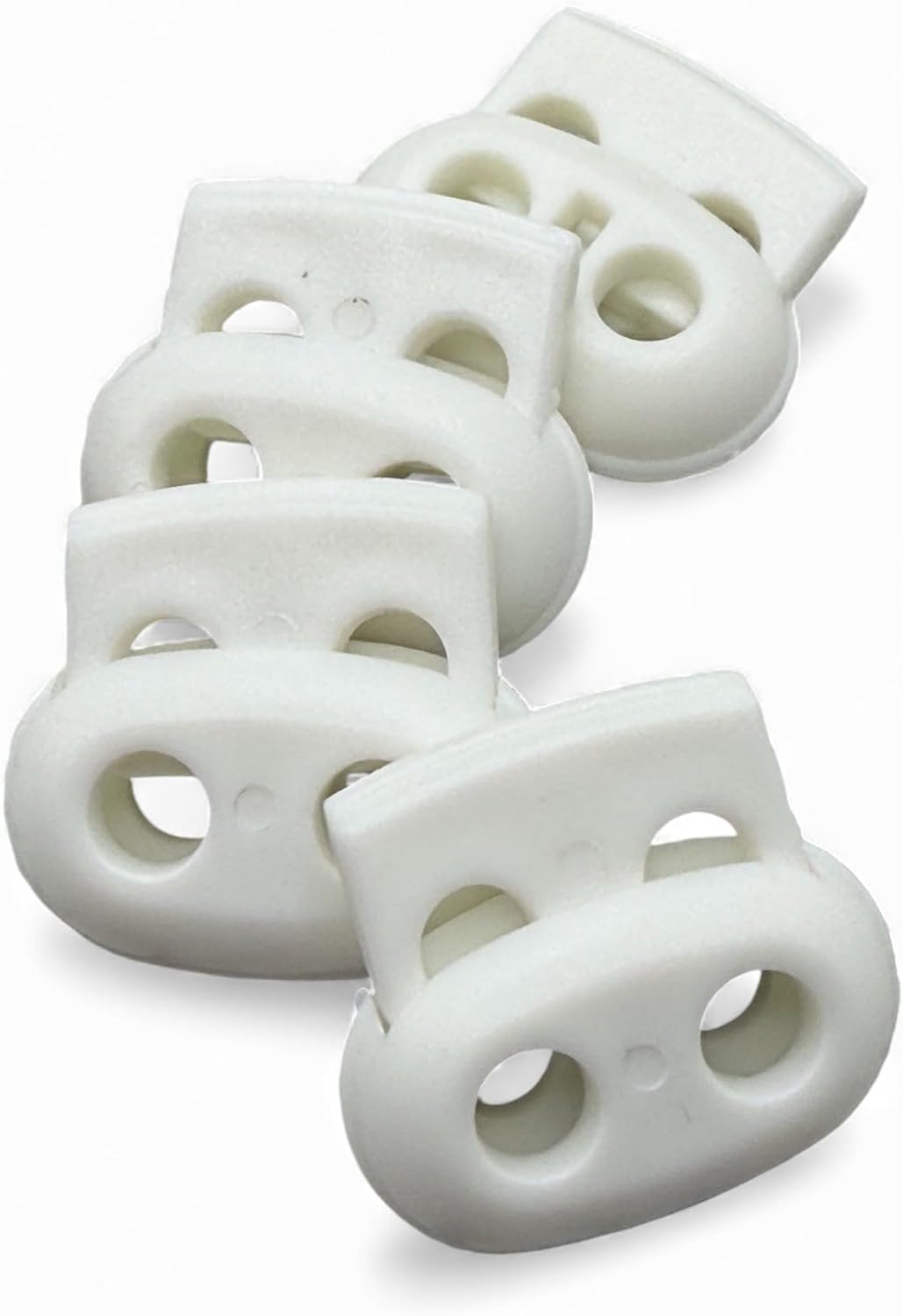 White Spring Toggle Button, Plastic, 25mm, Two Holes, Pack of 4