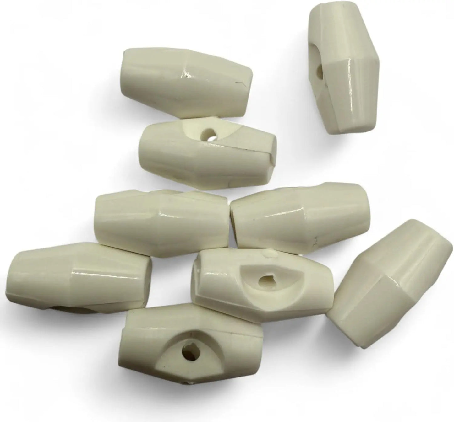 Baby Toggle Buttons, White Plastic Duffle Fasteners, 19mm, 6-Pack