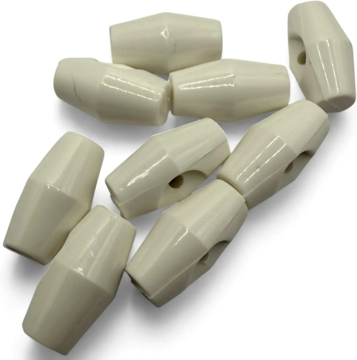 Baby Toggle Buttons, White Plastic Duffle Fasteners, 19mm, 6-Pack