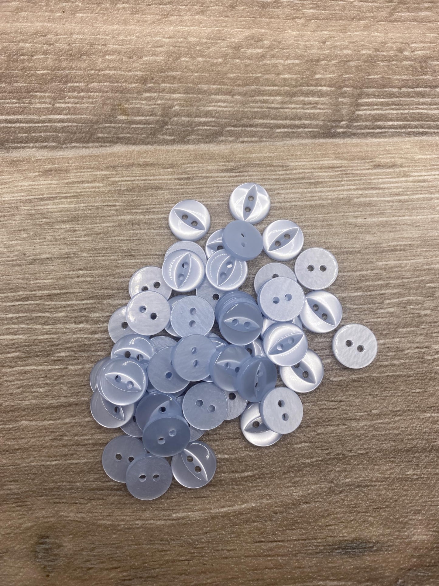 Fisheye Buttons 3 Sizes 2 Hole Baby Knitting Pack of 10 (22 Light Blue 16.5mm)