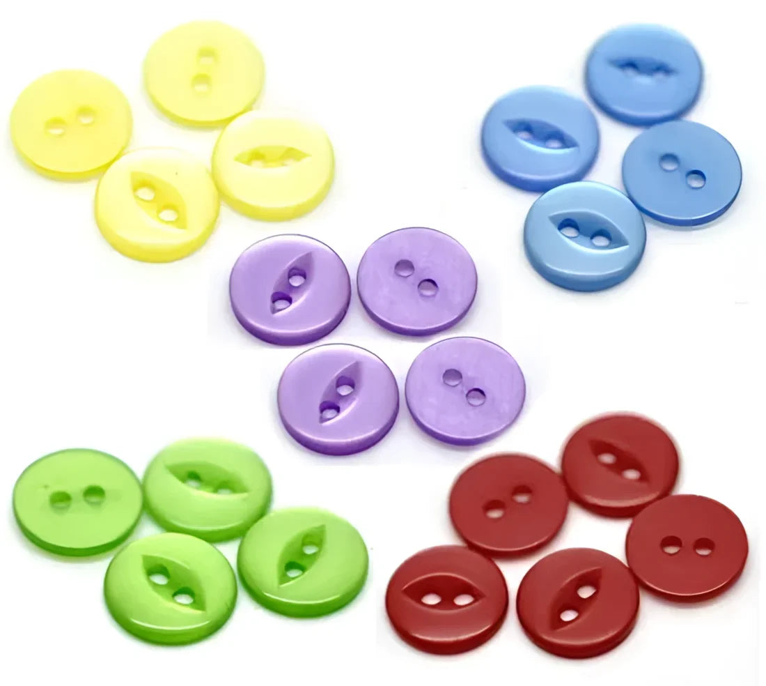 KnitForLess 100 Pack Fish Eye Buttons 11mm Mixed 5 Colours Resin Assortment Baby Knitting Cadigan