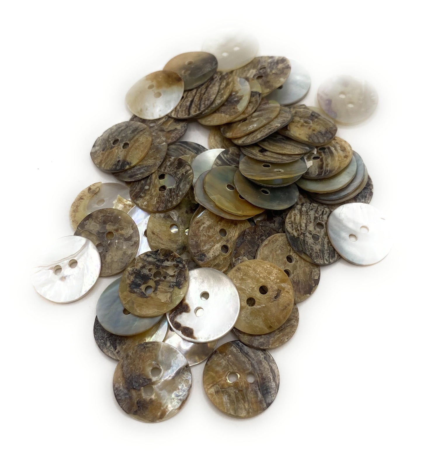 KnitForLess 20Pcs Mother of Pearl Shell Buttons 2 Hole Knitting Crafts Scrapbook 10/12/15/18/20mm