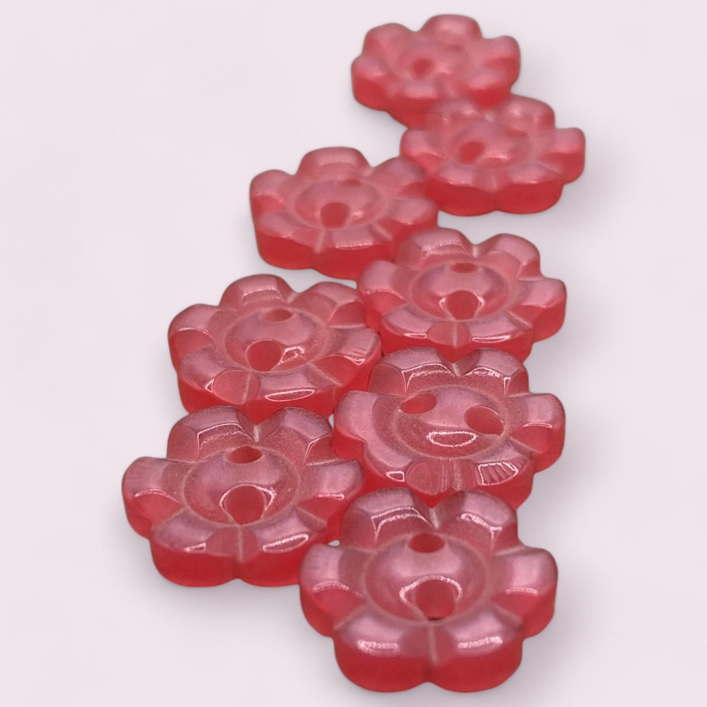 KnitForLess Baby Pink Flower Resin Buttons 11.5mm 2 Hole Cardigan Knitting Sewing