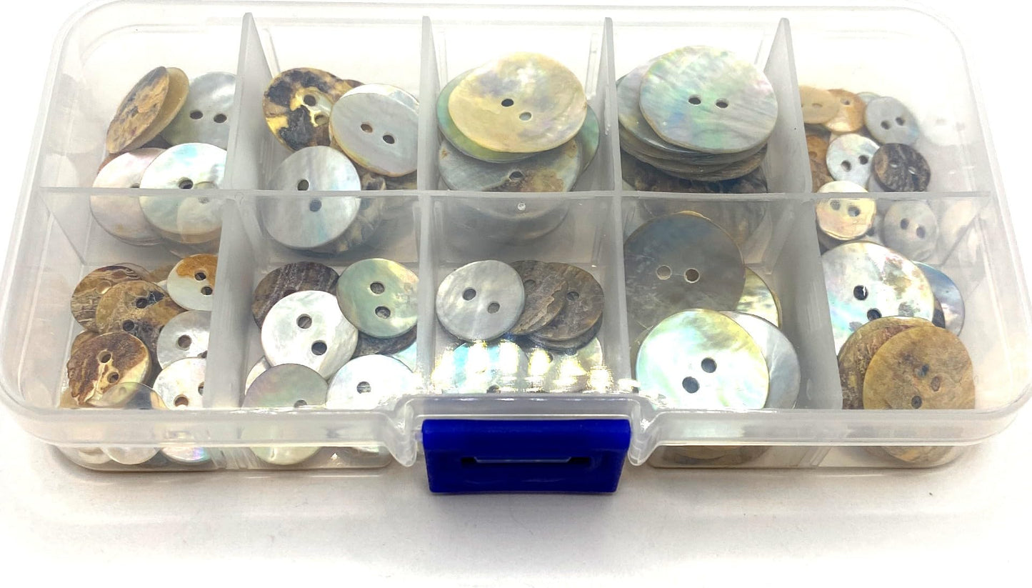 KnitForLess 120Pcs Box Set Mother of Pearl Shell Buttons 2 Hole Knitting Crafts Scrapbook