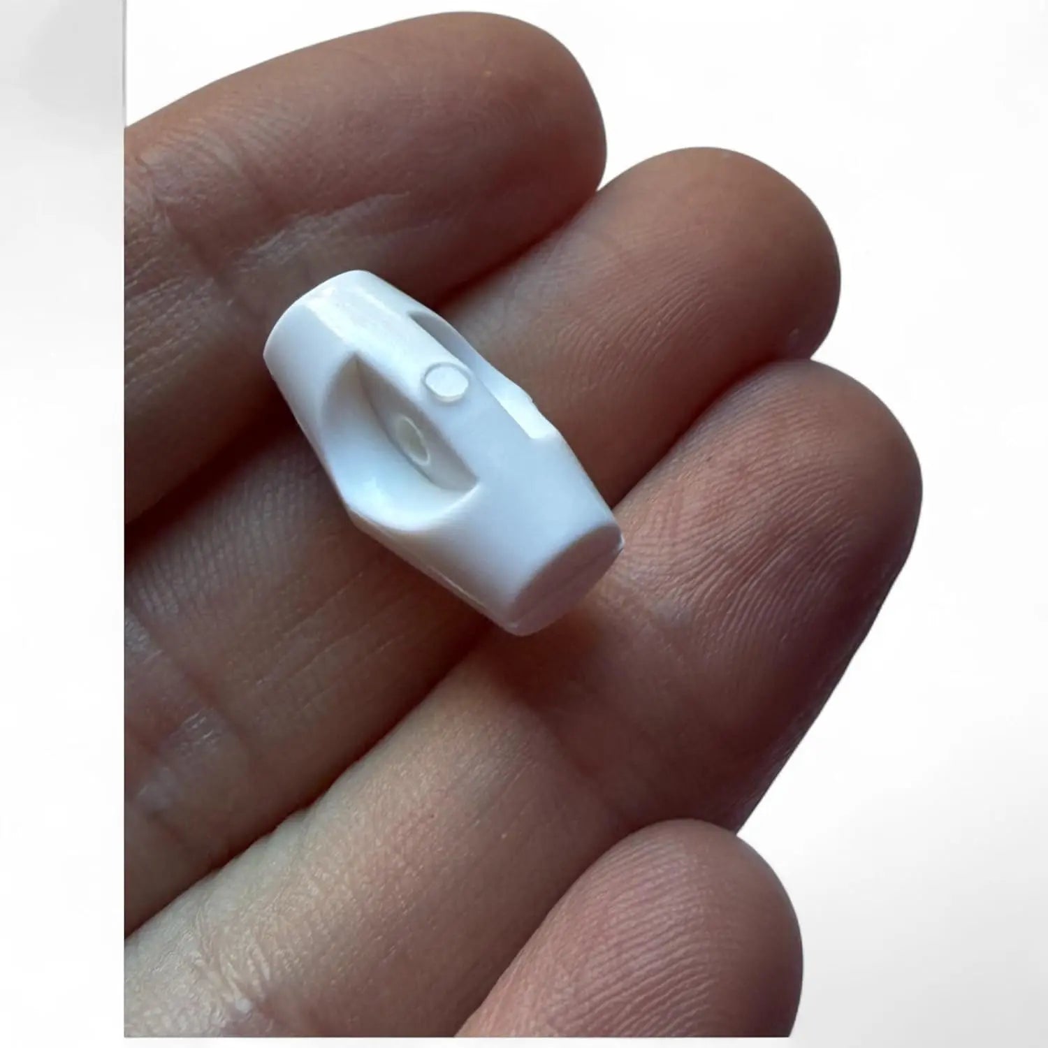 Baby Toggle Buttons, White Plastic Duffle Fasteners, 19mm, 6-Pack