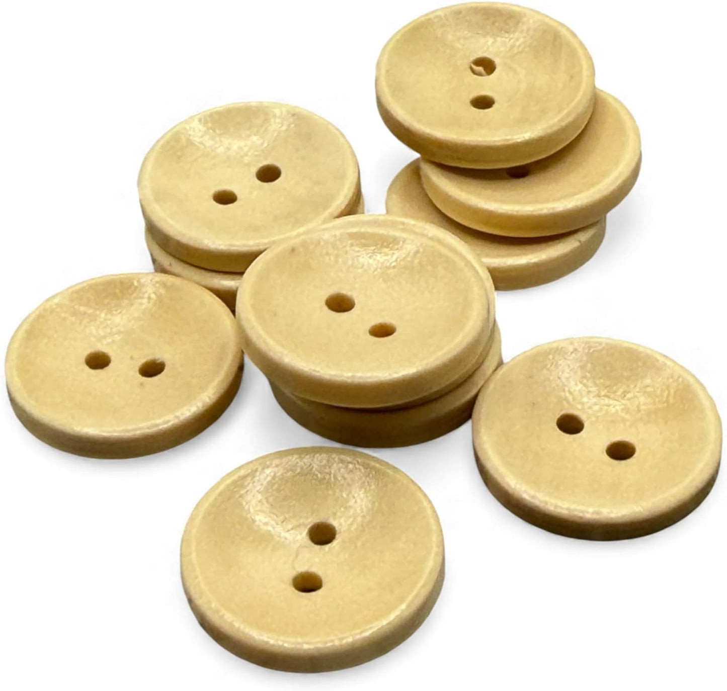 Wooden Sewing Buttons, 2 Hole, Light Brown, Oval Shape, 20mm, Pack of 10
