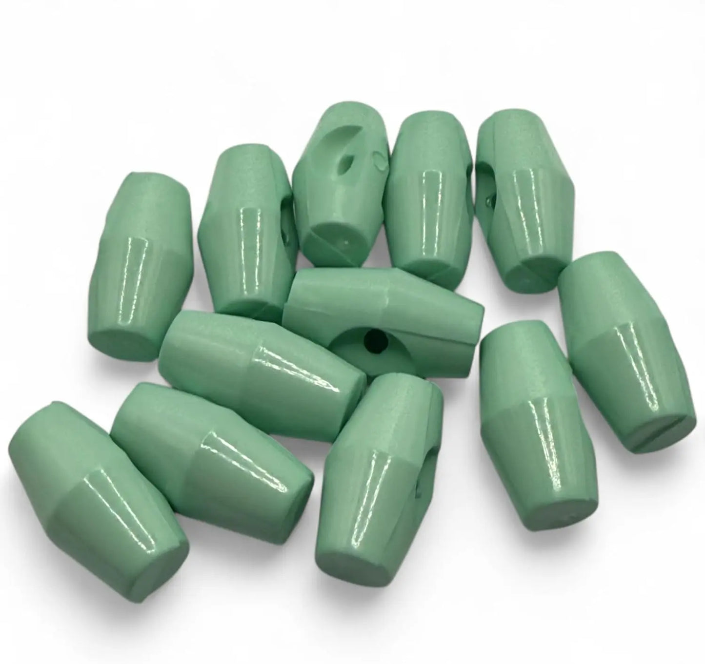 Toggle Buttons for Baby Clothing, 19mm Mint Green Plastic Duffle Fasteners, 6-Pack