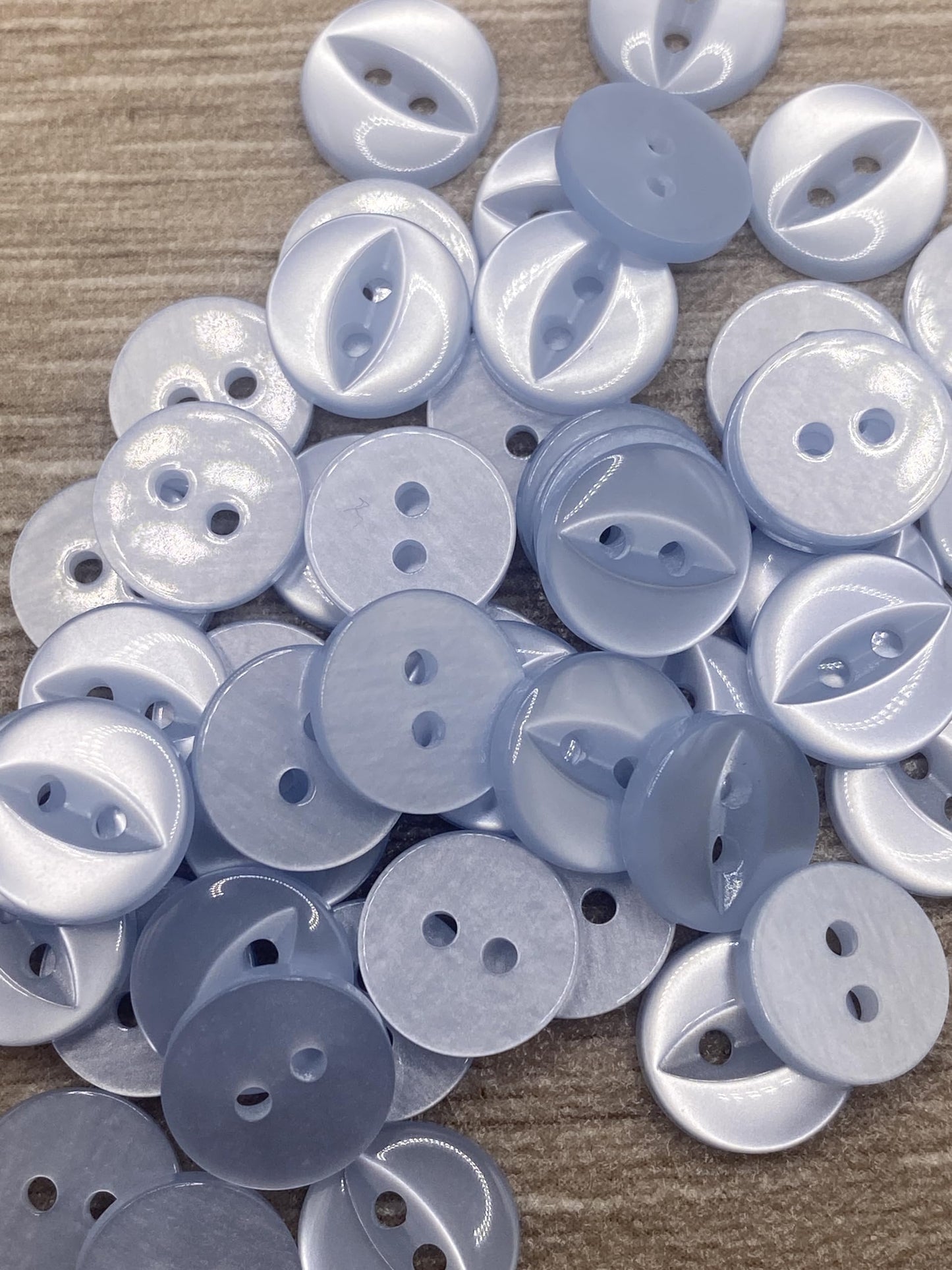 Fisheye Buttons 3 Sizes 2 Hole Baby Knitting Pack of 10 (22 Light Blue 16.5mm)