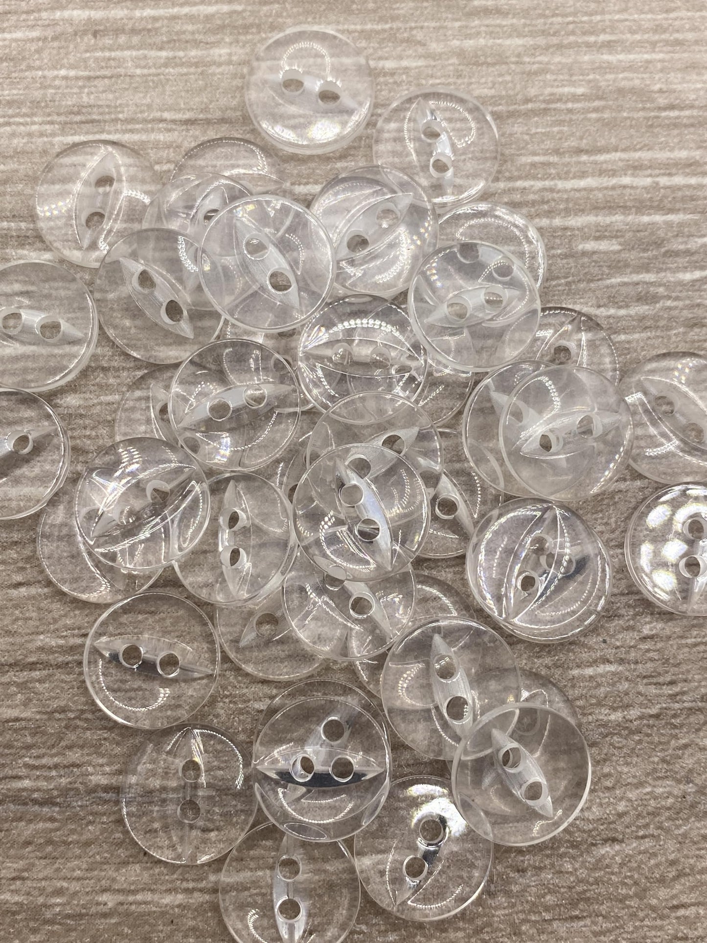 Fisheye Buttons 3 Sizes 2 Hole Baby Knitting Pack of 10 (50 Clear 16.5mm)