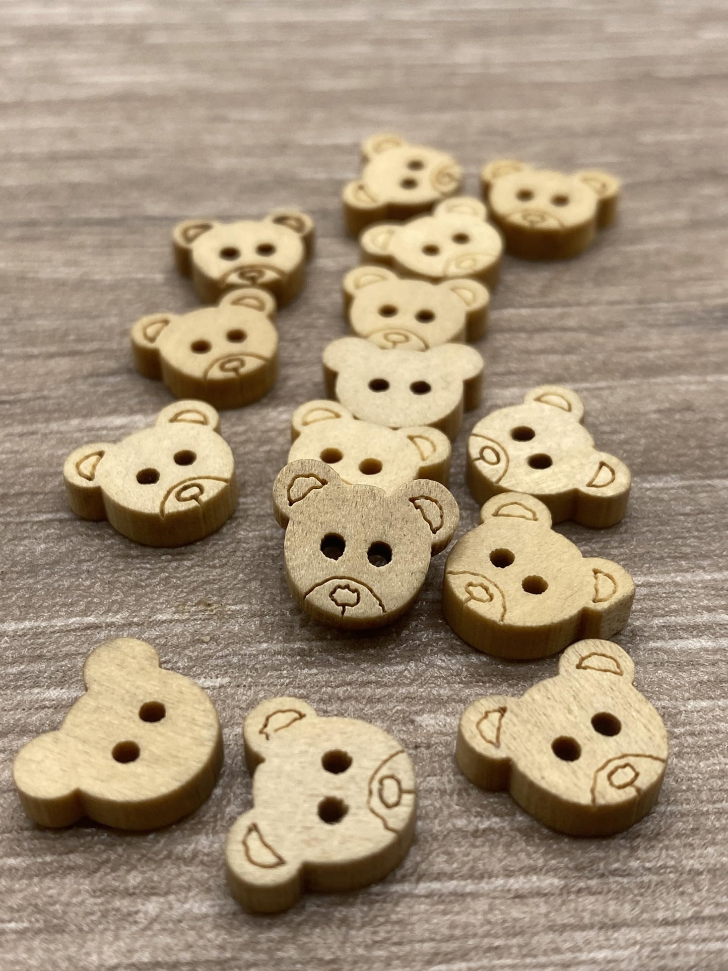 KnitForLess 25Pcs 13mm Natural Wooden Teddy Bear Buttons Light Brown 2 Holes Small Sewing Craft Knitting