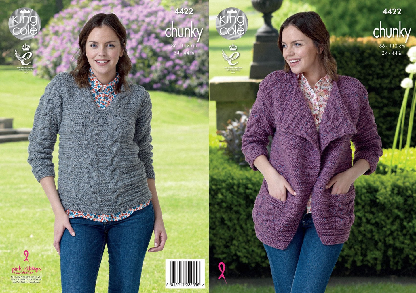 King Cole Ladies Knitting Pattern Womens Jacket & Sweater Cable Tweed Chunky (4422)