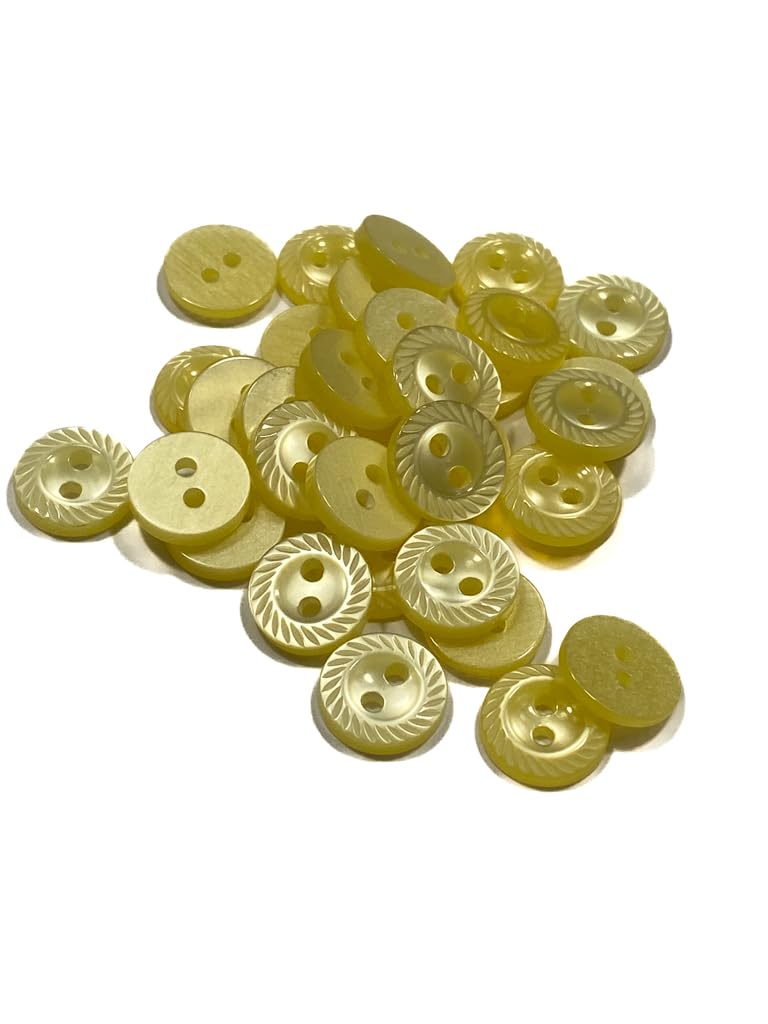 KnitForLess 10Pcs 11mm Milled Edge Buttons Baby Cardigans 2 Hole Handmade Knitting 8 Colours 03 Yellow