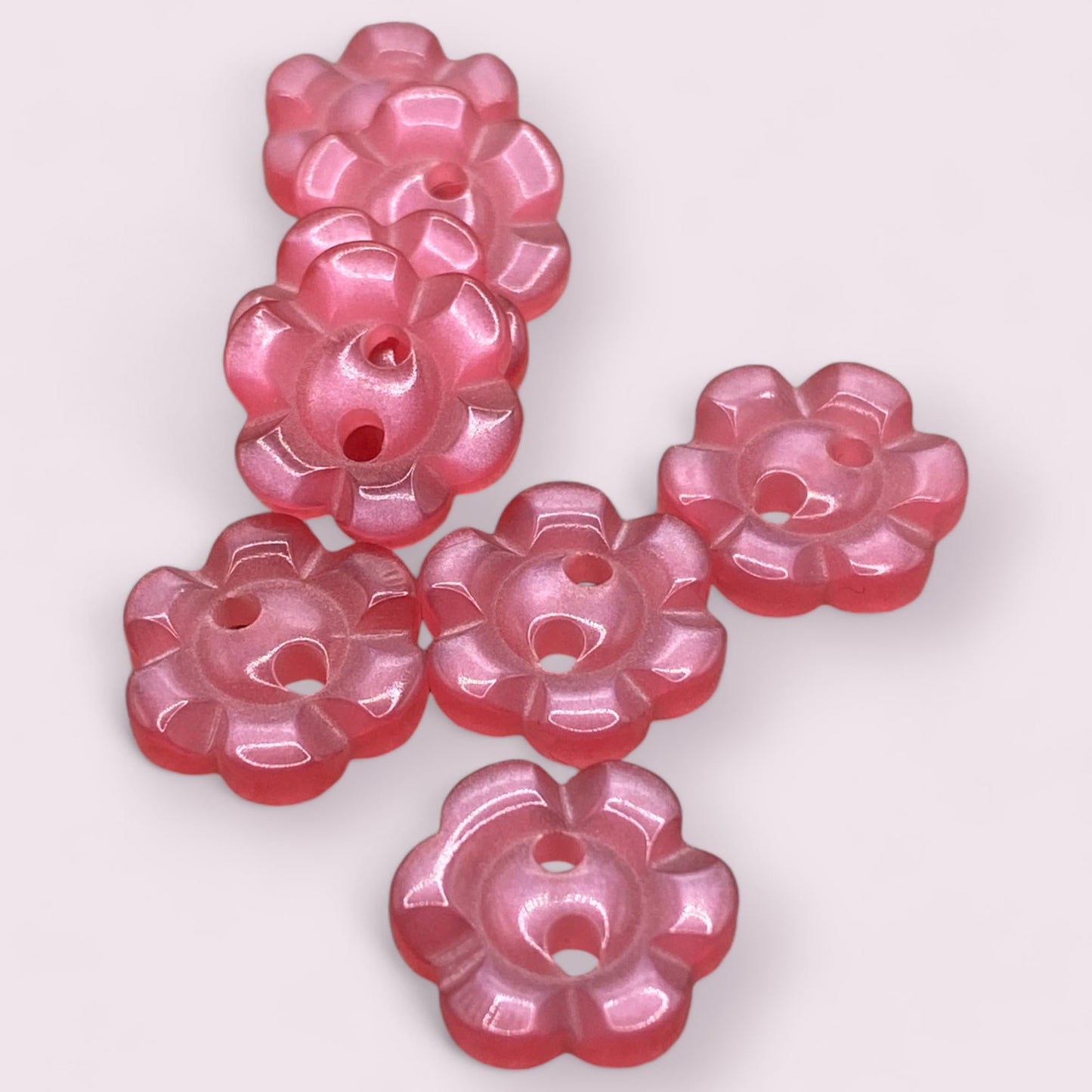 KnitForLess Baby Pink Flower Resin Buttons 11.5mm 2 Hole Cardigan Knitting Sewing