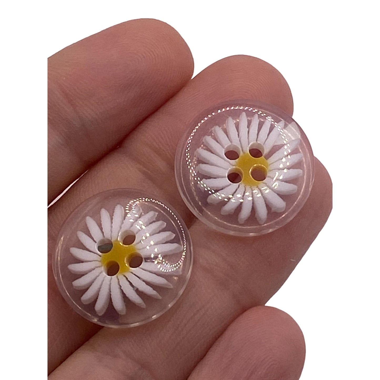 KnitForLess Clear Resin Daisy Flower Shaped Buttons 20mm 4 Hole for Sewing Knitting Jewellery Making Craft Projects