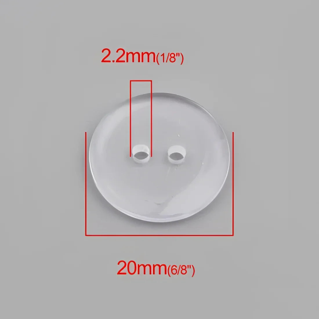 KnitForLess 20mm Buttons Clear Transparent Sewing Bedding Knitting 2 Holes Pack of 10