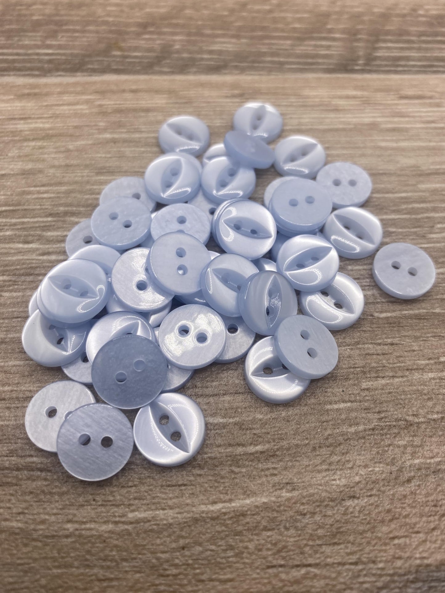 Fisheye Buttons 3 Sizes 2 Hole Baby Knitting Pack of 10 (22 Light Blue 16.5mm)