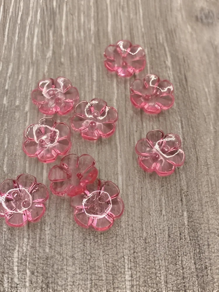 KnitForLess 13mm Buttons 7 Colours Clear Rose Flower Baby Cardigans Knitting Crafts Pack of 10